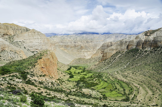 Incredible grassland between mountains along the way to samar;Upper mustang nepal