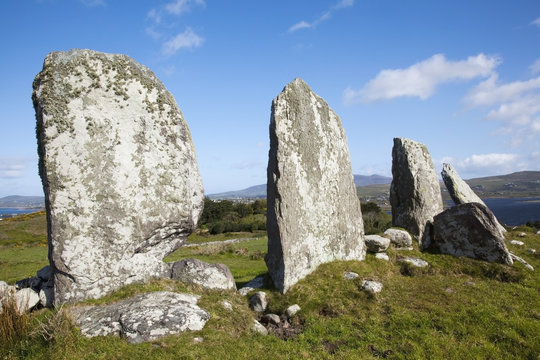 Stone alignment near waterville at the ring of kerry;County kerry, ireland