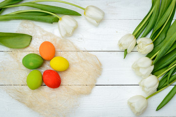 Color eggs and tulips