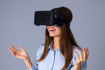 Woman using VR glasses