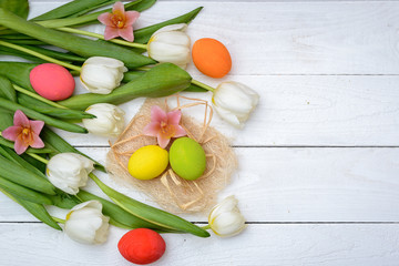 Color eggs and tulips