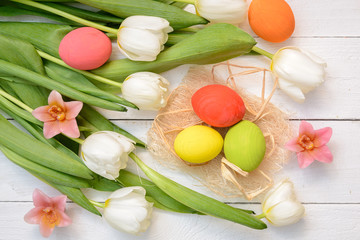Color eggs and tulips