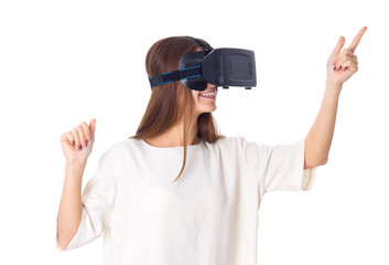 Woman using VR glasses