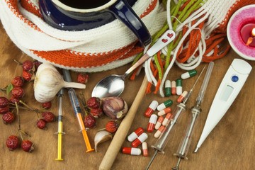 Traditional medicine against colds and flu. Rosehip tea. Treatment of the disease.
