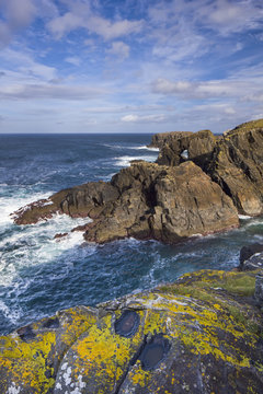 The west coast of lewis boasts a superb array of dramatic cliffs and sea stacks and the occasional natural arch;Isle of lewis outer hebrides scotland