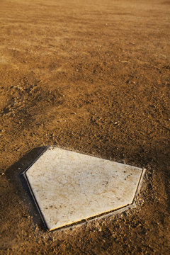 A home plate on a baseball diamond
