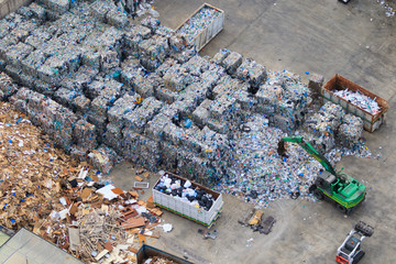 View landfill bird's-eye view. Landfill for waste storage - 124285098