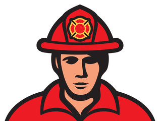 fireman in uniform vector illustration (fire fighter)