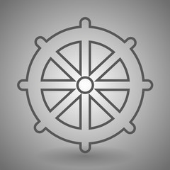 Ship steering wheel icon. Captain rudder sign. Sailing symbol. Linear outline icon.