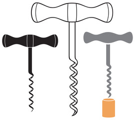 corkscrew (wine opener) vector illustration