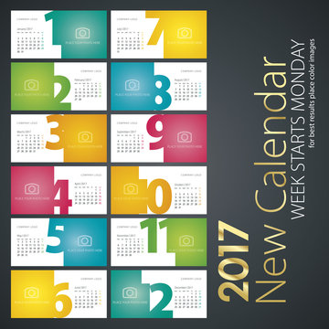 New calendar 2017 colorful white color background