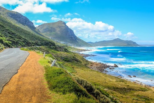 Cape Peninsula scenic drive, South Africa. Misty Cliffs a little village between Kommetjie and Scarborough, near Cape Town. Misty Cliffs is famous for the fog in a stormy and windy days.