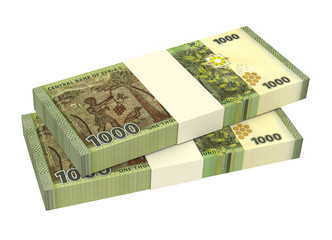 Syrian pounds bills isolated on white background. 3D illustration.