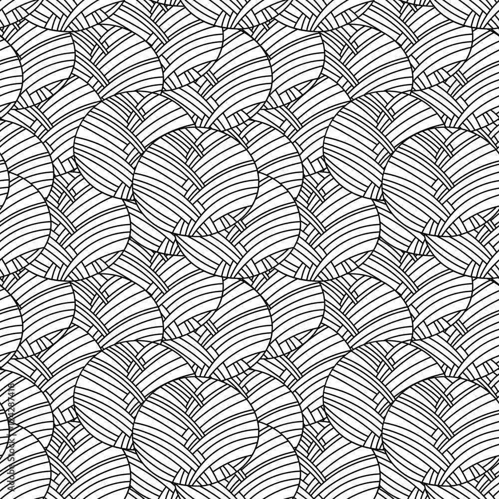 Poster seamless vector pattern. ornamental linear background with circles. decorative hand drawn repeating 