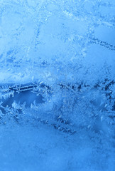 Natural ice pattern on winter glass