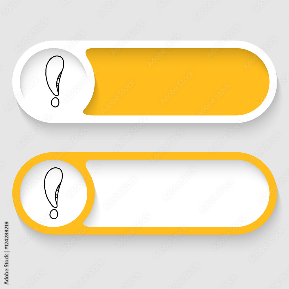 Poster set of two vector abstract buttons and hand written exclamation
