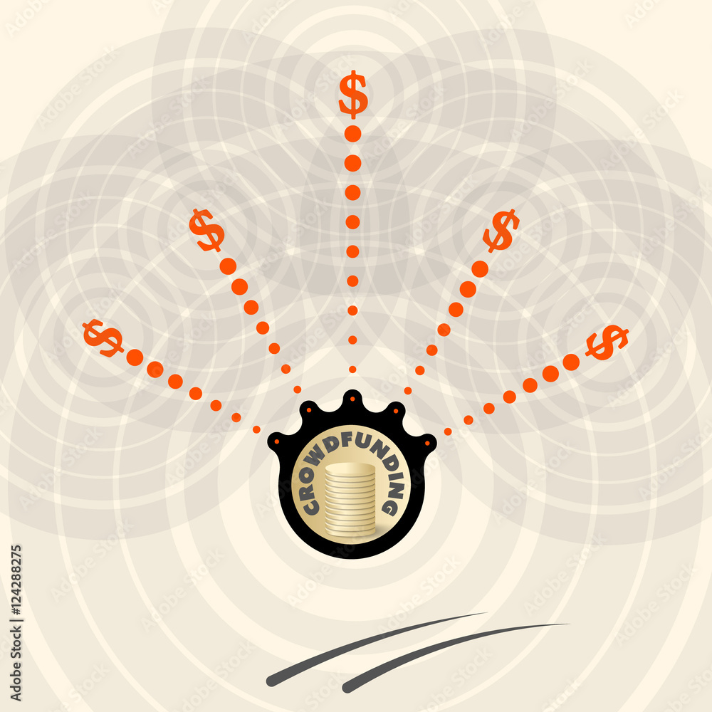 Poster vector circular object with theme of crowd funding