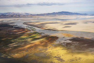 Great Salt Lake viewed from a commercial flight; Salt Lake City, Utah, United States of America