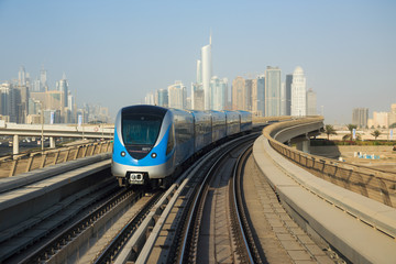 Fototapeta na wymiar Metro subway tracks in the United Arab Emirates