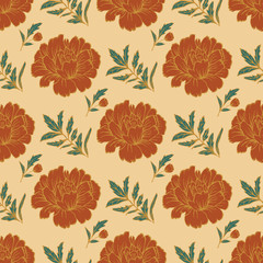 Ornate floral seamless background with flowers. template for card, poster, leaflet.