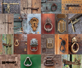 Old vintage door handles and deadbolt, set