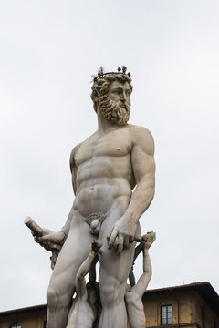 Famous Fountain of Neptune on Piazza della Signoria in Florence, Italy
