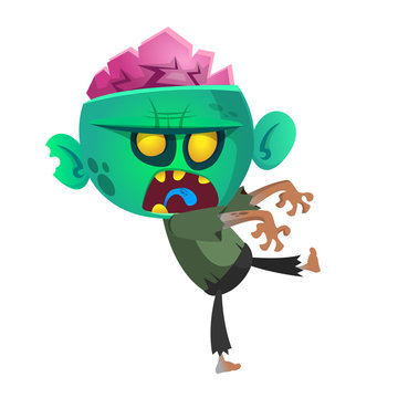 recommend clip art: Cartoon zombie. Halloween vector illustration of walking dead