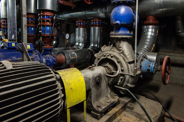Fototapeta premium several water pumps with electric motors