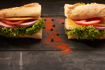 baguette Sandwiches on the table