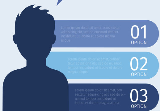 Blue And Navy Silhouette Profile Options Infographic Template