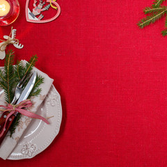 Table setting. Christmas. Place for text.