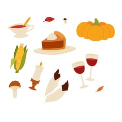 Happy Thanksgiving Day set vector.