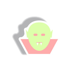 Vector illustration paper sticker Halloween icon Dracula