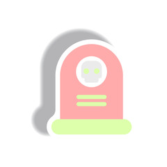 Vector illustration paper sticker Halloween icon grave monument