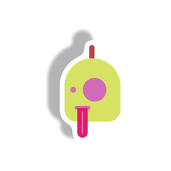 Obraz premium Vector illustration paper sticker Halloween icon pumpkin and tongue