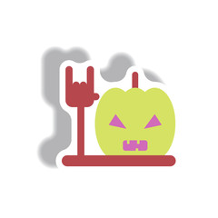 Vector illustration in flat design Halloween icon pumpkin and hand