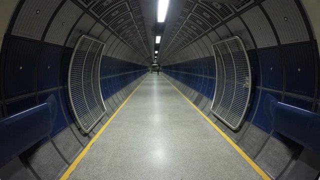 4K Wide angle view of a pedestrian tunnel