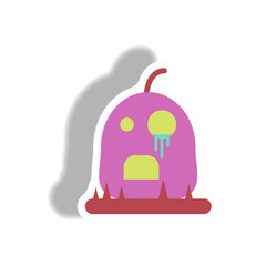 Vector illustration paper sticker Halloween icon bloody pumpkin