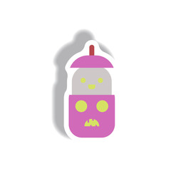 Vector illustration paper sticker Halloween icon pumpkin and ghost