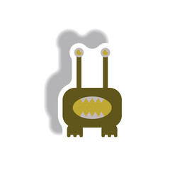 Vector illustration paper sticker Halloween icon monster