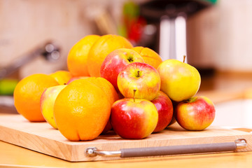 Obraz na płótnie Canvas kitchen counter with many fruits