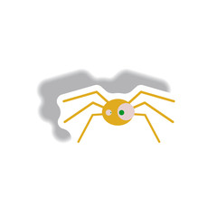 Vector illustration paper sticker Halloween icon spooky spider