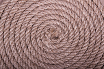 Coiled ship rope texture and pattern closeup