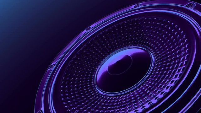 seamless vj musical motion loop - neon speaker in the corner. 3D render