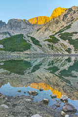 Obraz premium Sinanitsa peak and lake Sunrise, Pirin Mountain, Bulgaria