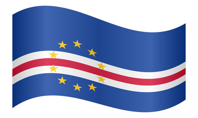 Flag of Cape Verde waving on white background