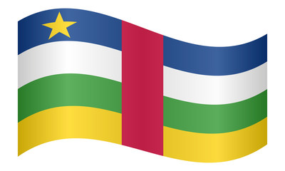 Central African Republic flag wavy, white backdrop