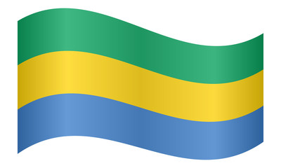 Flag of Gabon waving on white background