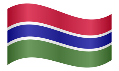 Flag of the Gambia waving on white background