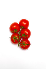Vine tomatoes isolated top view